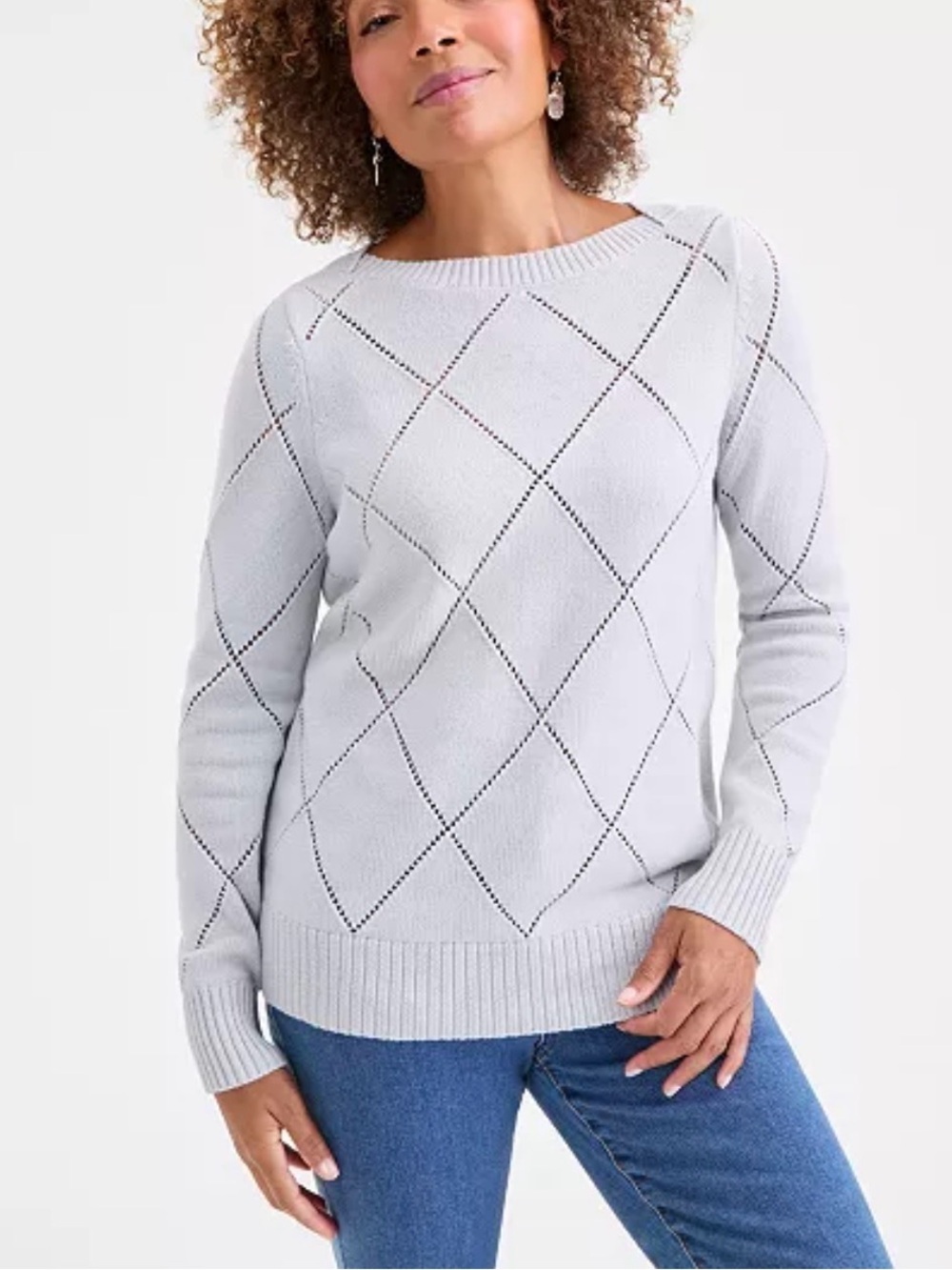 Style & Co Pointelle Boat-Neck Sweater Grey 3X NWT IN PACKAGE